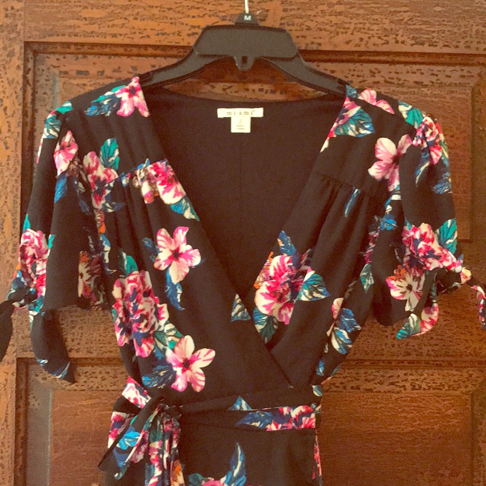 Wrap around flowered dress